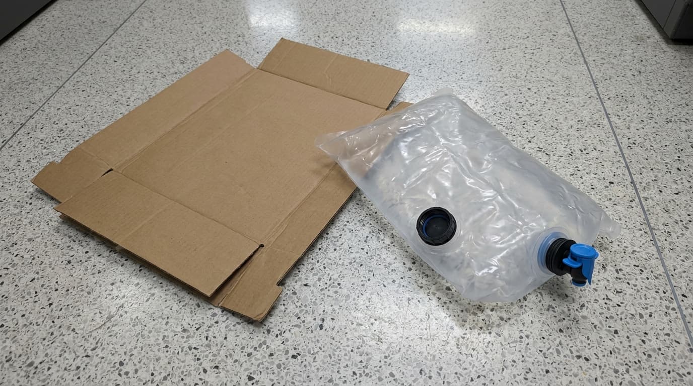 Pack van 10 liter recycleren: doos, zak en kraantje
